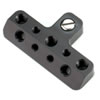 VP-TBKRT T-Bracket Mounts to camera with 1/4"-20 screw (Top of bracket has multiple holes for 1/4"-20 or 3/8" screw)