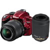 D3200 Red w/ AF-S 18-55mm VR &amp; AF-S 55-200mm VR