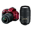 D5200 Red w/ AF-S 18-55mm VR &amp; AF-S 55-300mm VR