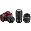 D3200 Red w/ AF-S 18-55mm VR &amp; AF-S 70-300mm VR