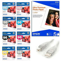 EpsonStylus Photo R2880 Starter Kit Photo Black Inkset, USB Cable and 13
