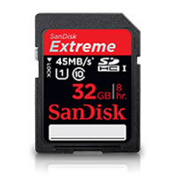 SandiskExtreme 32GB HD Video SDHC UHS-1 Class10 Card 45MB/s, 300x
