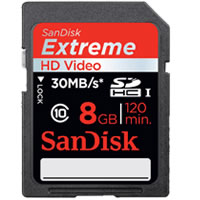 SandiskExtreme 8GB HD Video SDHC UHS-1 Class 10 Card 30MB/s, 200x