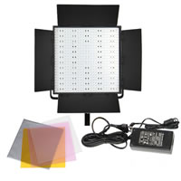 LED GoCN-600H LED Video Light 5600K with Barndoors, Diffuser, DC Adapter, 3200K and Green minus filters