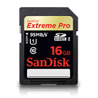 SandiskExtreme Pro 16GB SDHC UHS-1 Class 10 Card 95MB/s, 633x