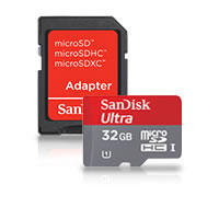 SandiskUltra 32GB Micro SDHC UHS-1 Class 10 Card w/ Adaptor 30MB/s, 200x