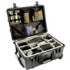 Pelican 1560 Case Black w/Dividers w/Retractable Handle & Wheels