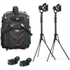 Fiilex All Weather 2 P180E Light Compact Kit. Includes 2x P180E , Stands, Barndoors, and Backpack
