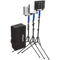 LG-B560C 3 Light LED Light Bi-Color Kit w/3 x Stands, AC Adapters, AA Battery Boxes, Case