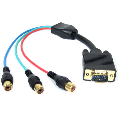 Cables 1' VGA Monitor to RCA Component Video Cable Computer Cables AVGA